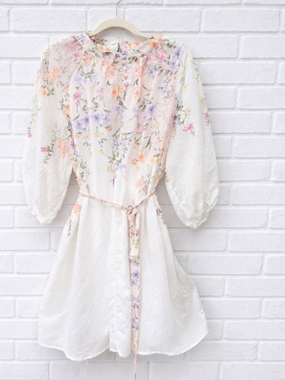 52 Seven Plus Size Dress Floral Print White With tie size 20W